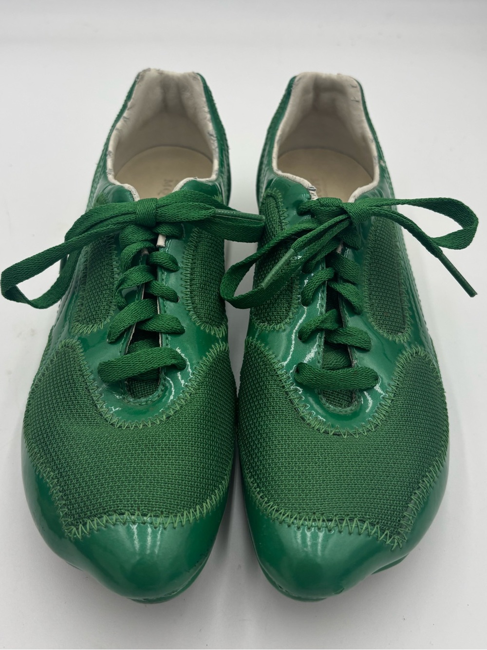 ALEXANDER MCQUEEN x PUMA Green Leather Low Lace-Up Sneakers, Mesh Detail